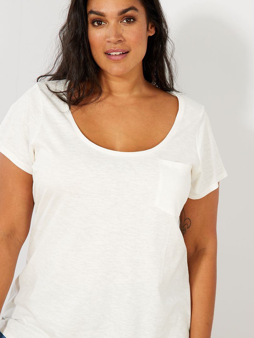 Camiseta de punto flameado Blanco - Kiabi