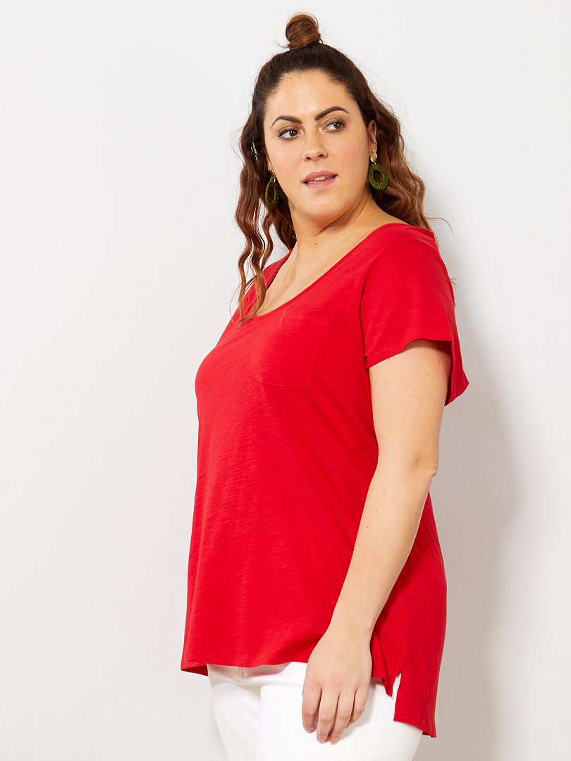 Camiseta de punto flameado rojo - Kiabi