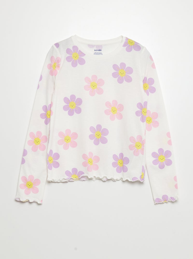 Camiseta de punto 'flores' BEIGE - Kiabi