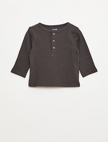 Camiseta de punto gofrado con cuello panadero