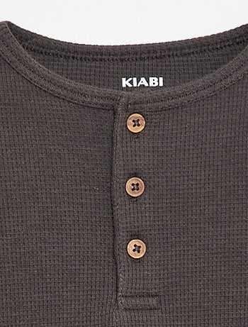 Camiseta de punto gofrado con cuello panadero