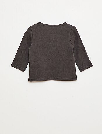 Camiseta de punto gofrado con cuello panadero