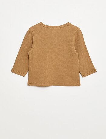 Camiseta de punto gofrado con cuello panadero