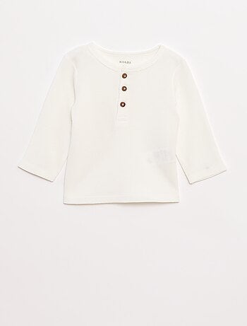 Camiseta de punto gofrado con cuello panadero