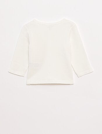 Camiseta de punto gofrado con cuello panadero