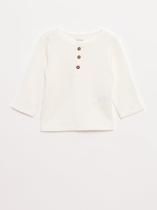 Camiseta de punto gofrado con cuello panadero - Kiabi