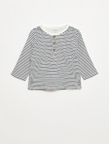Camiseta de punto gofrado con cuello panadero