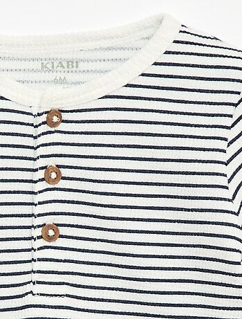 Camiseta de punto gofrado con cuello panadero