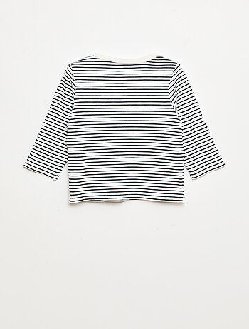 Camiseta de punto gofrado con cuello panadero