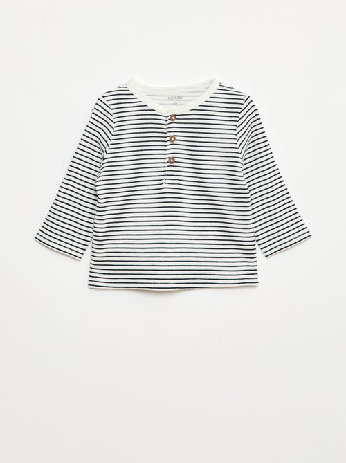 Camiseta de punto gofrado con cuello panadero - Kiabi