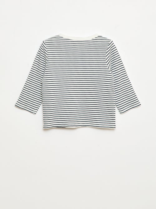 Camiseta de punto gofrado con cuello panadero - Kiabi