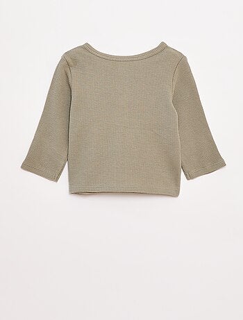 Camiseta de punto gofrado con cuello panadero