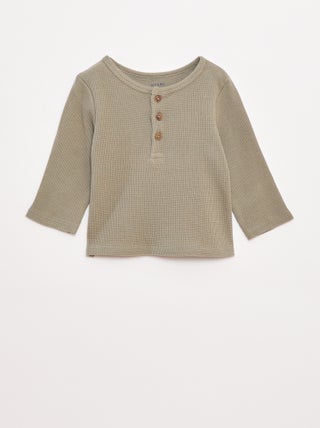 Camiseta de punto gofrado con cuello panadero