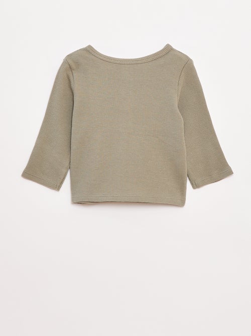 Camiseta de punto gofrado con cuello panadero - Kiabi