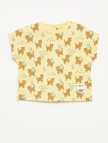Camiseta de punto gofrado con estampado