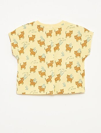 Camiseta de punto gofrado con estampado