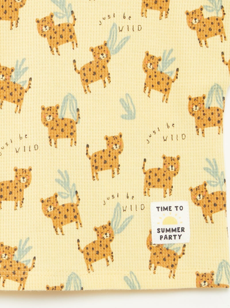 Camiseta de punto gofrado con estampado AMARILLO - Kiabi