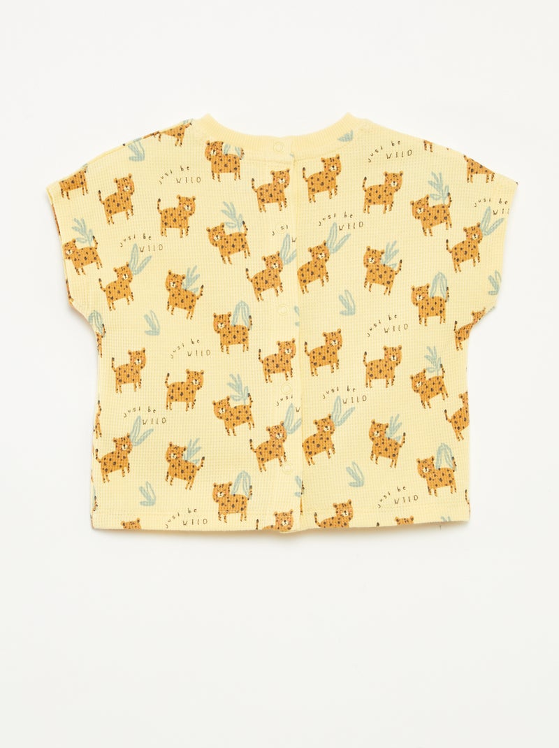 Camiseta de punto gofrado con estampado AMARILLO - Kiabi