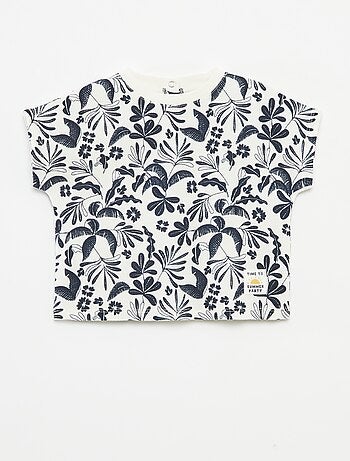 Camiseta de punto gofrado con estampado