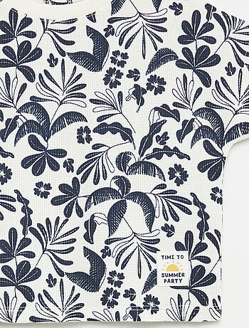 Camiseta de punto gofrado con estampado