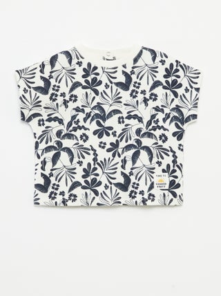Camiseta de punto gofrado con estampado