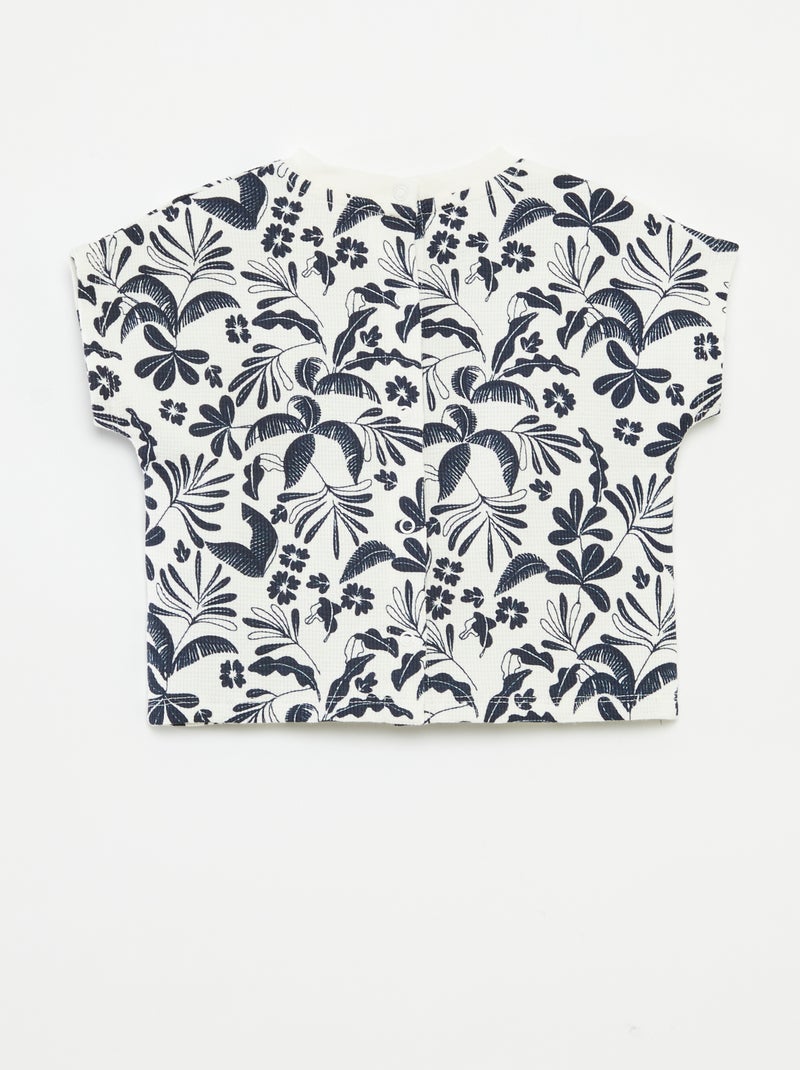 Camiseta de punto gofrado con estampado BLANCO - Kiabi