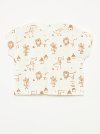 Camiseta de punto gofrado con estampado