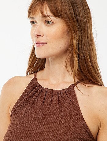 Camiseta de punto gofrado con tirantes ajustables