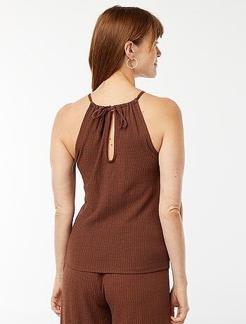 Camiseta de punto gofrado con tirantes ajustables