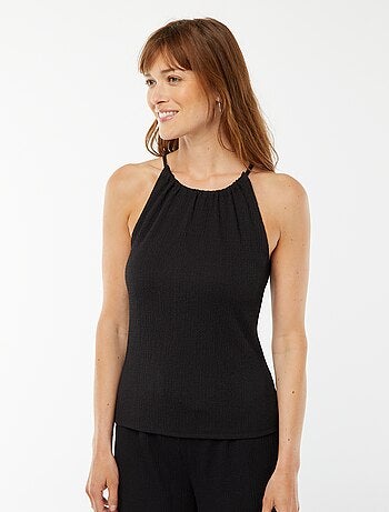 Camiseta de punto gofrado con tirantes ajustables