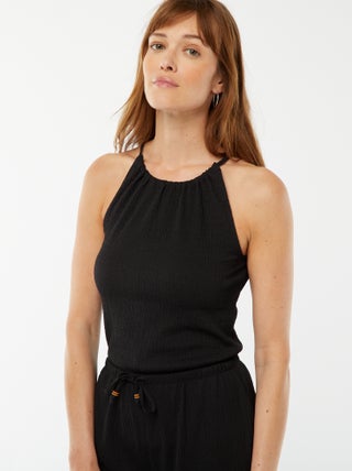 Camiseta de punto gofrado con tirantes ajustables
