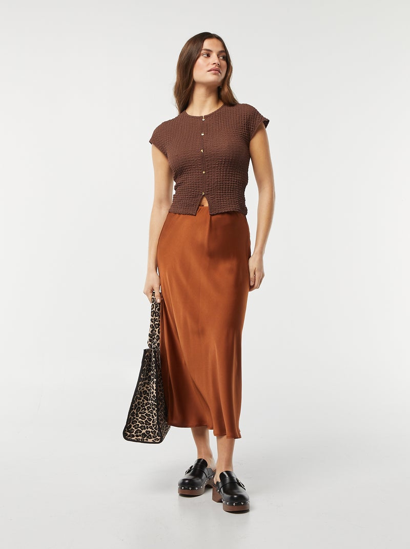 Camiseta de punto gofrado MARRON - Kiabi