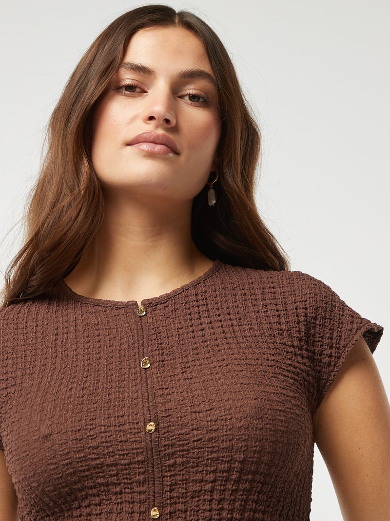 Camiseta de punto gofrado MARRON - Kiabi