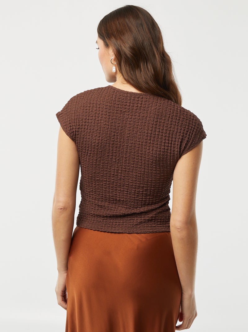 Camiseta de punto gofrado MARRON - Kiabi