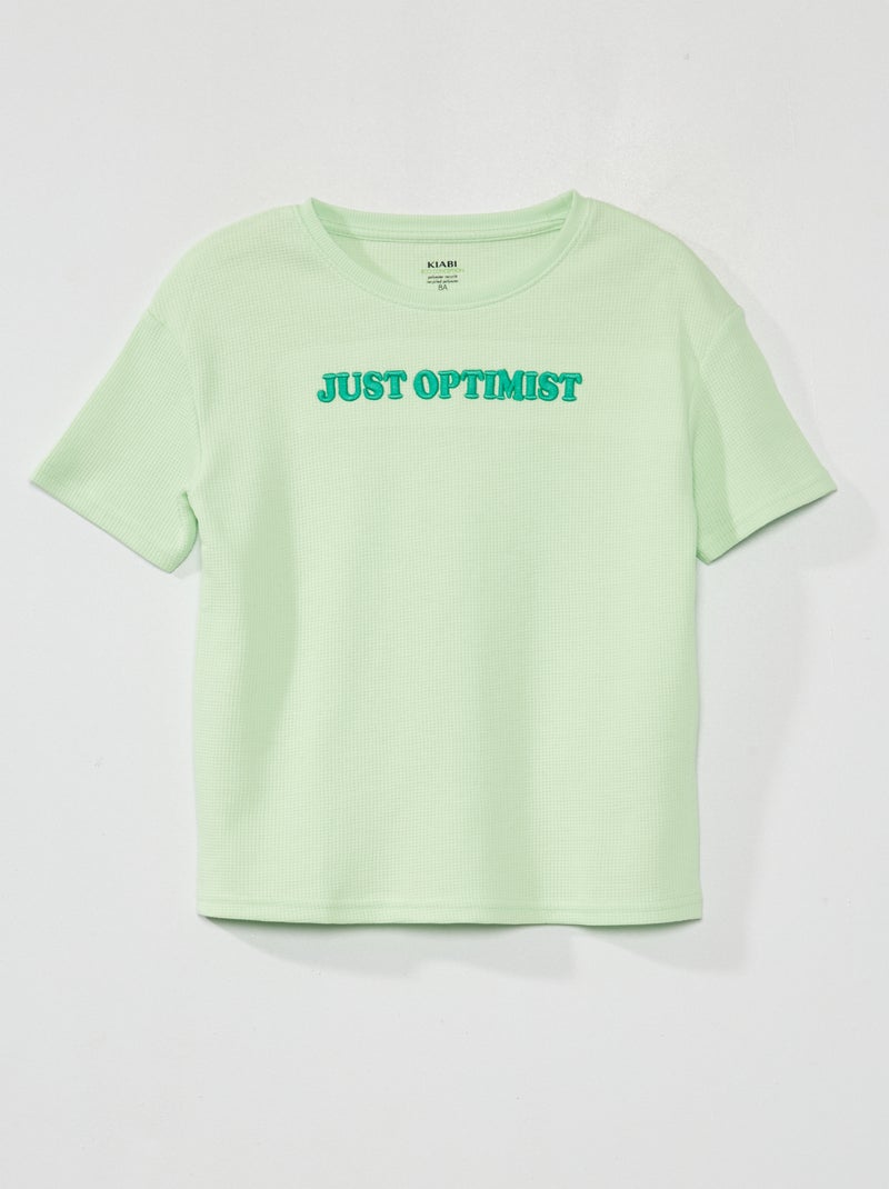 Camiseta de punto gofrado VERDE - Kiabi