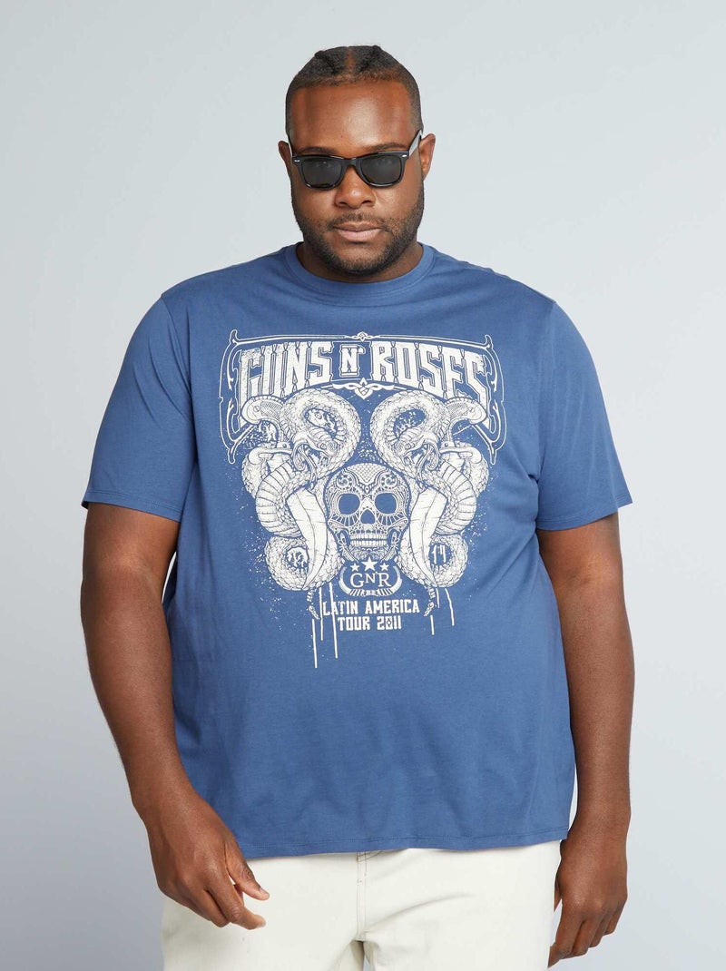 Camiseta de punto 'Gun's N' Roses' azul oscuro - Kiabi