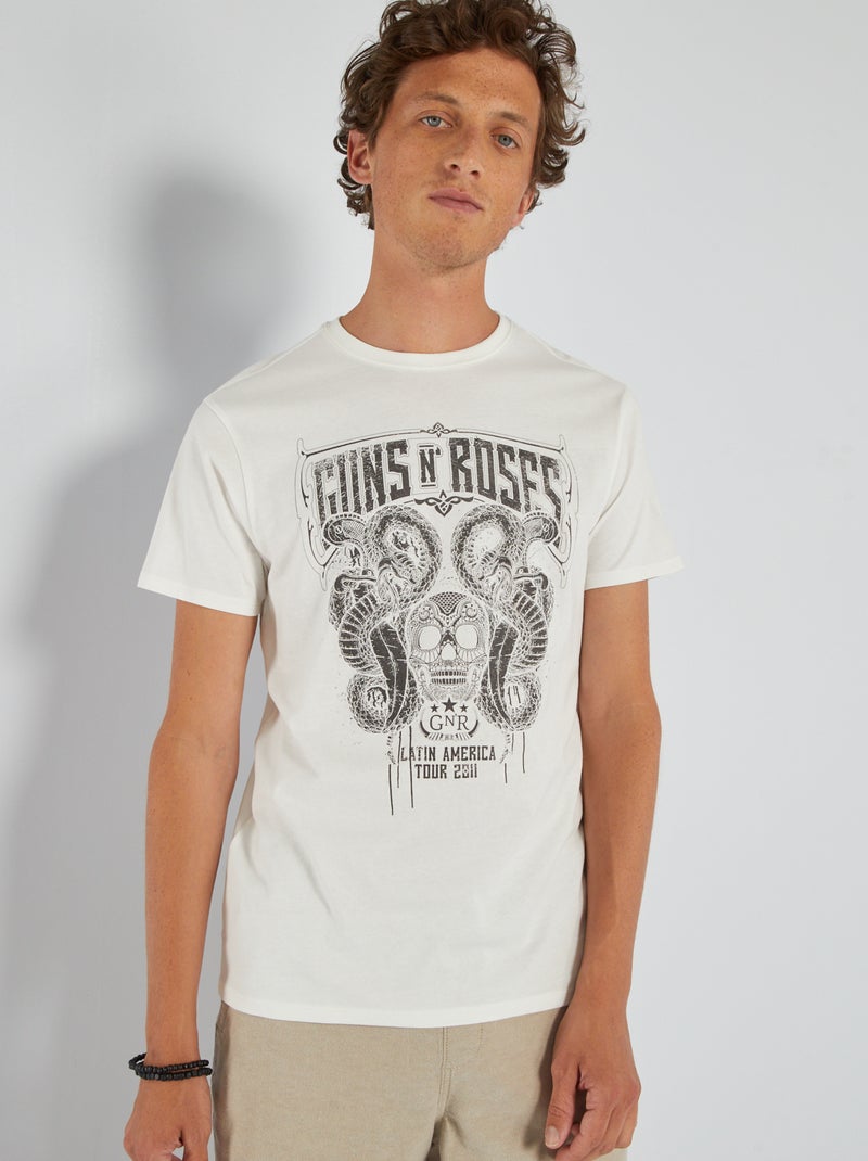 Camiseta de punto 'Gun's N' Roses' Blanco - Kiabi