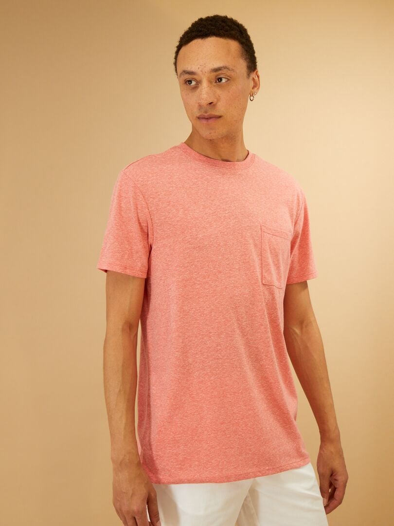 Camiseta de punto jaspeado rosa - Kiabi