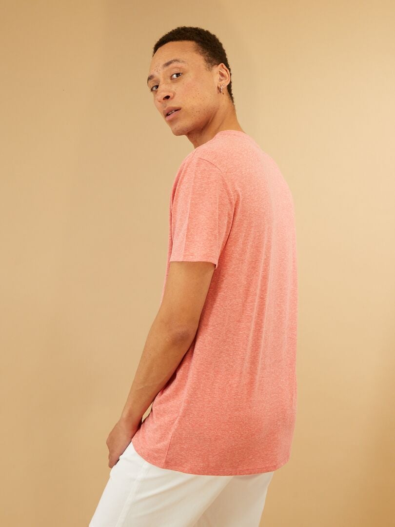 Camiseta de punto jaspeado rosa - Kiabi