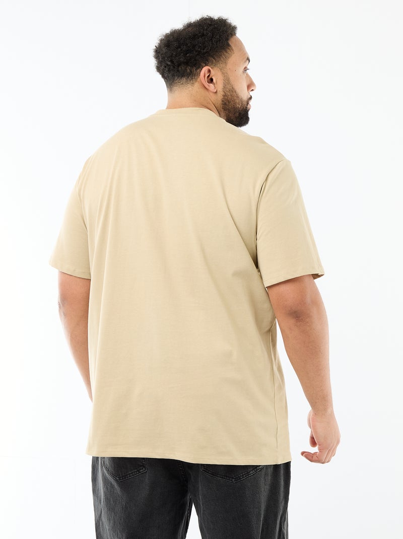 Camiseta de punto jersey de manga corta Beige - Kiabi