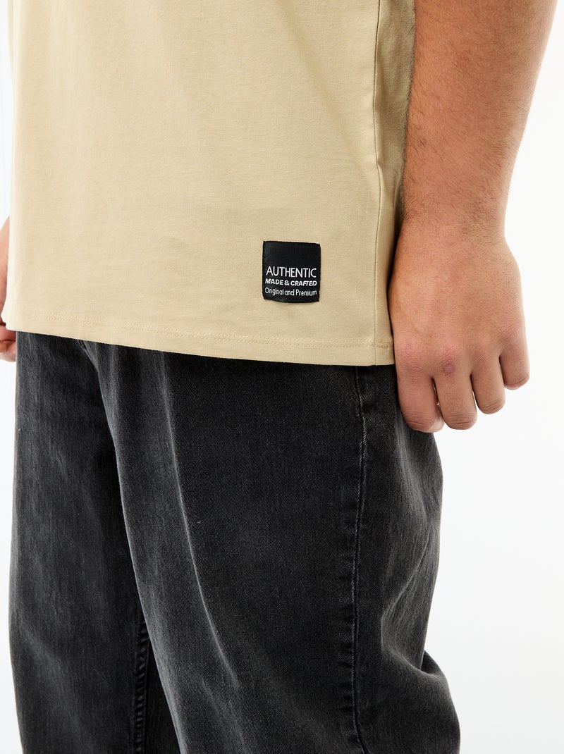 Camiseta de punto jersey de manga corta Beige - Kiabi