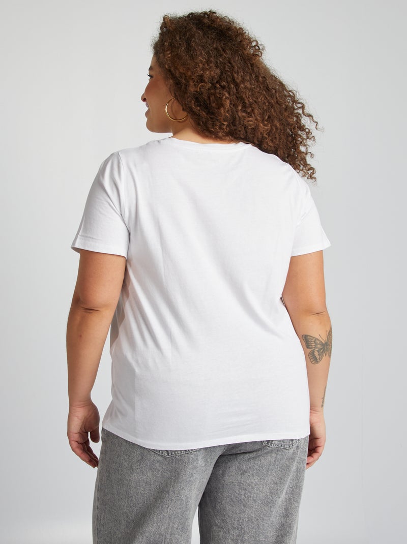 Camiseta de punto jersey de manga corta blanco - Kiabi