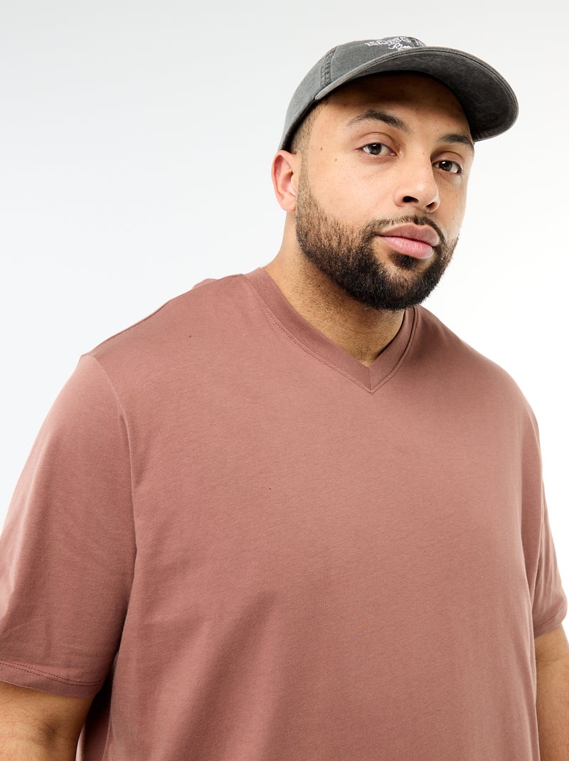 Camiseta de punto jersey de manga corta Marron - Kiabi