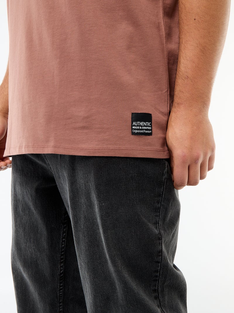 Camiseta de punto jersey de manga corta Marron - Kiabi