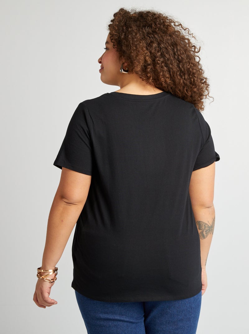 Camiseta de punto jersey de manga corta negro - Kiabi