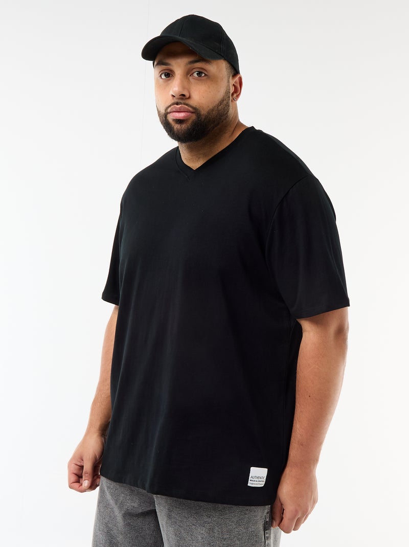 Camiseta de punto jersey de manga corta Negro - Kiabi