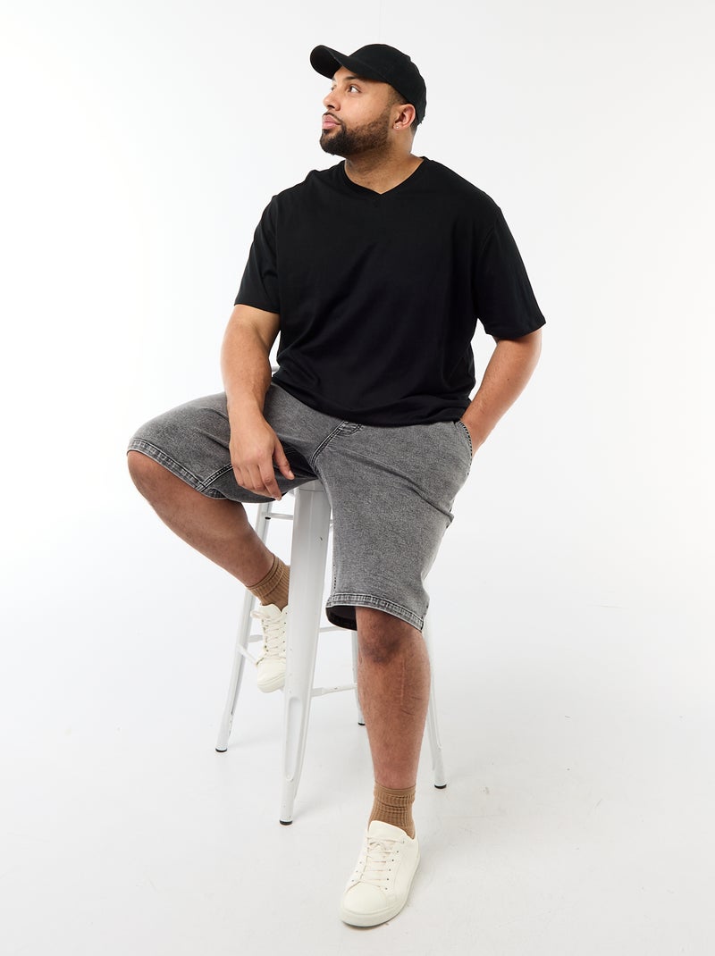 Camiseta de punto jersey de manga corta Negro - Kiabi