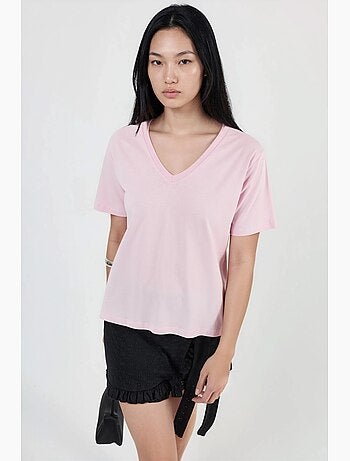 Camiseta de punto lisa con cuello de pico busem