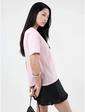 Camiseta de punto lisa con cuello de pico busem