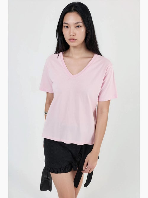 Camiseta de punto lisa con cuello de pico busem - Kiabi